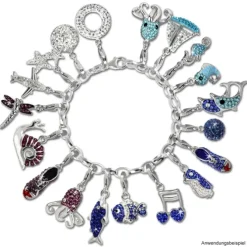 SilberDream Glitzer Charm Doppelnote Herz blau Zirkonia Kristalle GSC553B