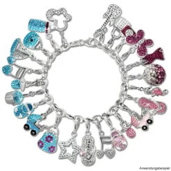 SilberDream Glitzer Charm Doppelnote Herz weiß Zirkonia Kristalle GSC553W