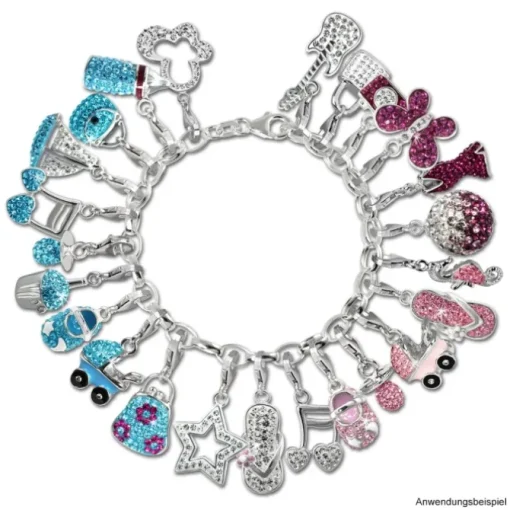 SilberDream Glitzer Charm Doppelnote Herz weiß Zirkonia Kristalle GSC553W