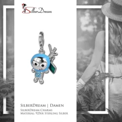 SilberDream Glitzer Charm SpaceBodo blau Zirkonia Kristall 925 GSC527H