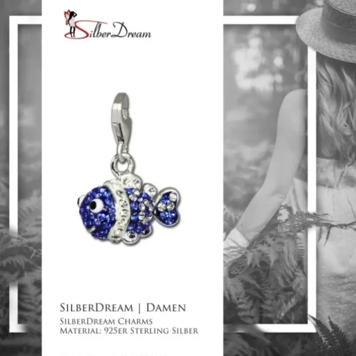 SilberDream Glitzer Charm Clownfisch blau Zirkonia Kristalle GSC518B