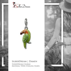 SilberDream Glitzer Charm Tukan grün Zirkonia Kristalle GSC545L