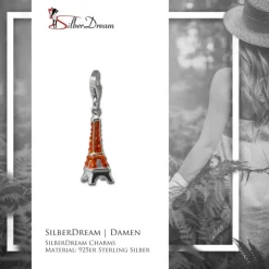 SilberDream Glitzer Charm Eiffelturm orange Zirkonia Kristalle GSC562O
