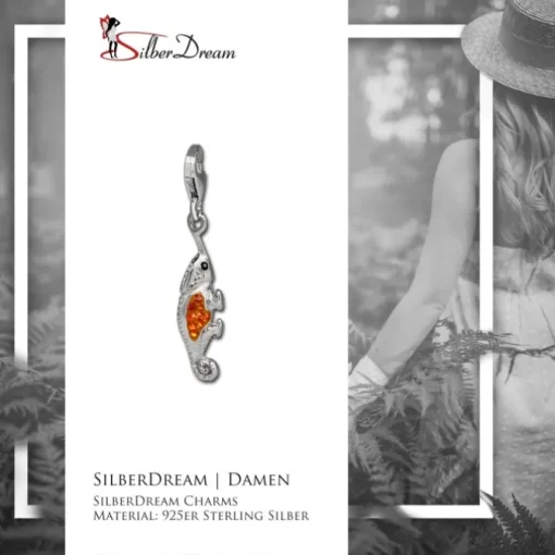 SilberDream Glitzer Charm Leguan orange Zirkonia Kristalle 925 GSC535O