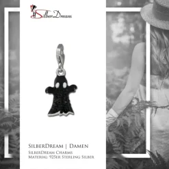 SilberDream Glitzer Charm Gespenst schwarz Zirkonia Kristalle GSC584S