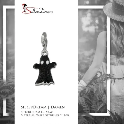 SilberDream Glitzer Charm Gespenst schwarz Zirkonia Kristalle GSC584S