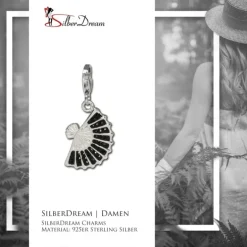 SilberDream Glitzer Charm Fächer schwarz Zirkonia Kristalle GSC525S
