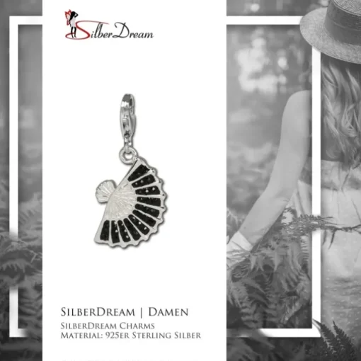 SilberDream Glitzer Charm Fächer schwarz Zirkonia Kristalle GSC525S