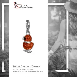 SilberDream Glitzer Charm Küken orange Zirkonia Kristalle 925 GSC522O