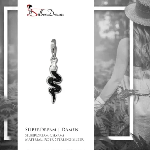 SilberDream Glitzer Charm Schlange schwarz Zirkonia Kristalle GSC585S