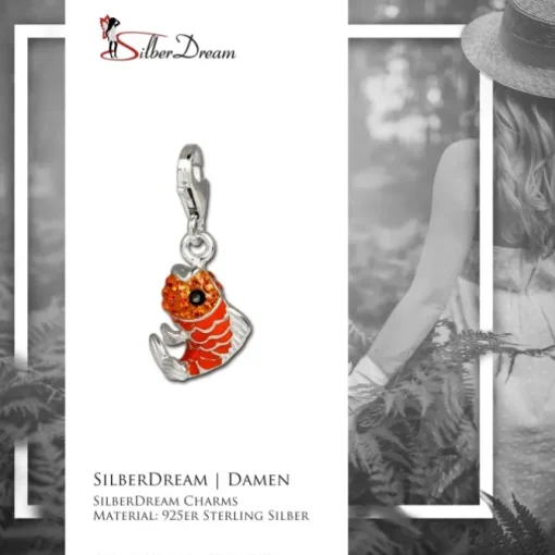 SilberDream Glitzer Charm Fisch orange Zirkonia Kristalle GSC507O