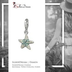 SilberDream Glitzer Charm Seestern blau Zirkonias 925 GSC307
