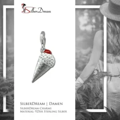 SilberDream Glitzer Charm Eistüte weiß Zirkonia Kristalle Anhänger GSC567W