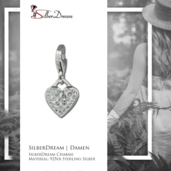 SilberDream Glitzer Charm Herz weiß Zirkonia Kristalle GSC581W