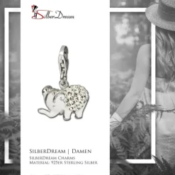 SilberDream Glitzer Charm Elefant weiß Zirkonia Kristalle GSC510W