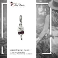 SilberDream Glitzer Charm Eis am Stiel Zirkonia Kristalle GSC547V