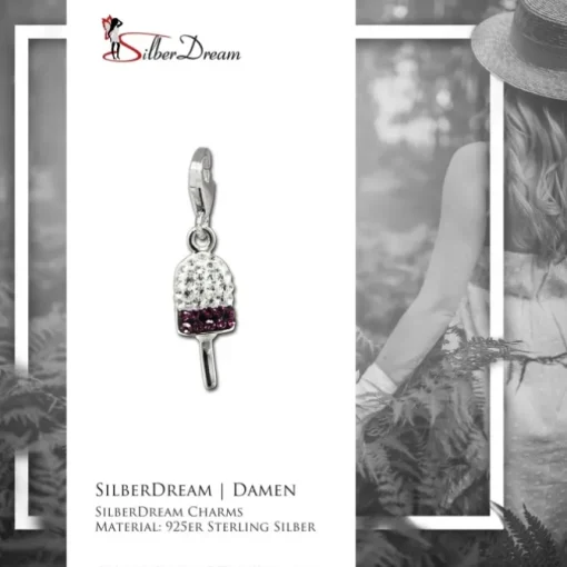 SilberDream Glitzer Charm Eis am Stiel Zirkonia Kristalle GSC547V