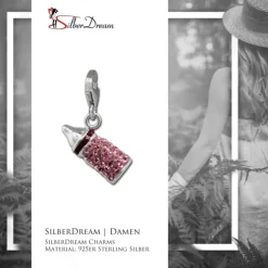 SilberDream Glitzer Charm Nuckelflasche rosa Zirkonia Kristalle GSC555A