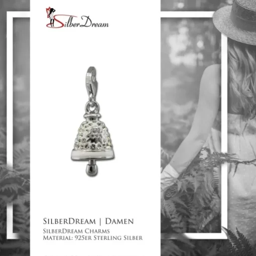 SilberDream Glitzer Charm Glocke weiß Zirkonia Kristalle GSC575W