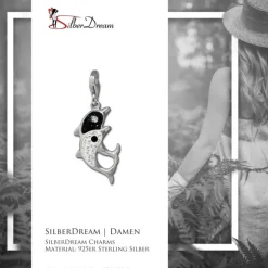 SilberDream Glitzer Charm Delfin-Paar weiß Zirkonia Kristalle GSC582W