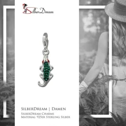 SilberDream Glitzer Charm Krokodil grün Zirkonia Kristalle Anhänger GSC572G