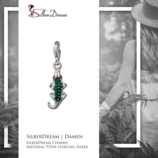 SilberDream Glitzer Charm Krokodil grün Zirkonia Kristalle Anhänger GSC572G