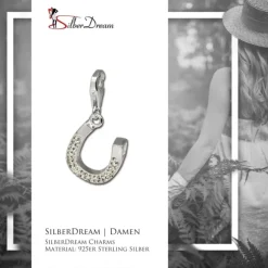 SilberDream Glitzer Charm Hufeisen Zirkonias 925 GSC214W