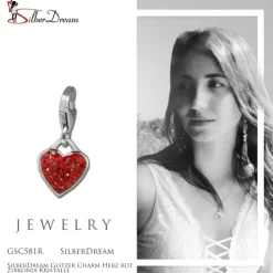 SilberDream Glitzer Charm Herz rot Zirkonia Kristalle GSC581R