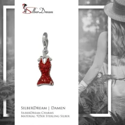 SilberDream Glitzer Charm Kleid rot Zirkonia Kristalle GSC520R
