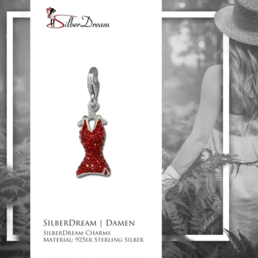 SilberDream Glitzer Charm Kleid rot Zirkonia Kristalle GSC520R