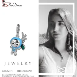 SilberDream Glitzer Charm SpaceBodo blau Zirkonia Kristall 925 GSC527H