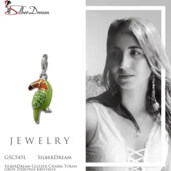 SilberDream Glitzer Charm Tukan grün Zirkonia Kristalle GSC545L