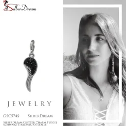 SilberDream Glitzer Charm Flügel schwarz Zirkonia Kristalle GSC574S