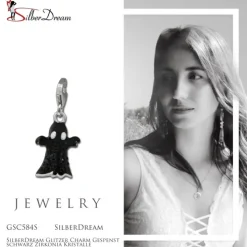 SilberDream Glitzer Charm Gespenst schwarz Zirkonia Kristalle GSC584S