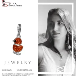 SilberDream Glitzer Charm Küken orange Zirkonia Kristalle 925 GSC522O