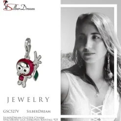 SilberDream Glitzer Charm SpaceBodo lila Zirkonia Kristall 925 GSC527V