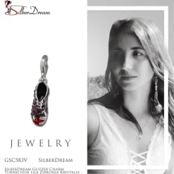 SilberDream Glitzer Charm Turnschuh lila Zirkonia Kristalle GSC583V