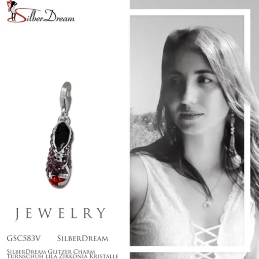 SilberDream Glitzer Charm Turnschuh lila Zirkonia Kristalle GSC583V