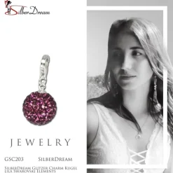 SilberDream Glitzer Charm Kugel lila Zirkonias GSC203