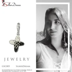 SilberDream Glitzer Charm Kreuz Zirkonias ICE 925 GSC005
