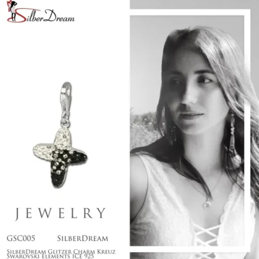 SilberDream Glitzer Charm Kreuz Zirkonias ICE 925 GSC005