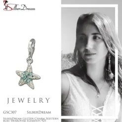 SilberDream Glitzer Charm Seestern blau Zirkonias 925 GSC307