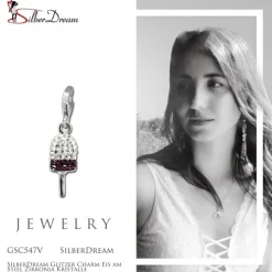 SilberDream Glitzer Charm Eis am Stiel Zirkonia Kristalle GSC547V