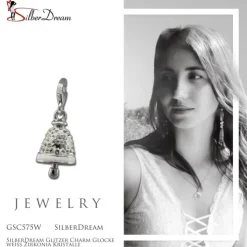 SilberDream Glitzer Charm Glocke weiß Zirkonia Kristalle GSC575W
