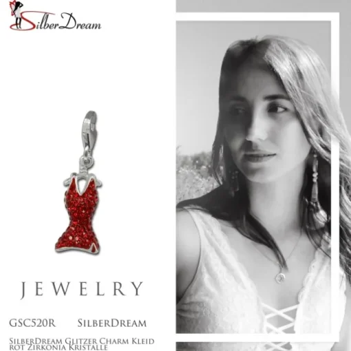 SilberDream Glitzer Charm Kleid rot Zirkonia Kristalle GSC520R
