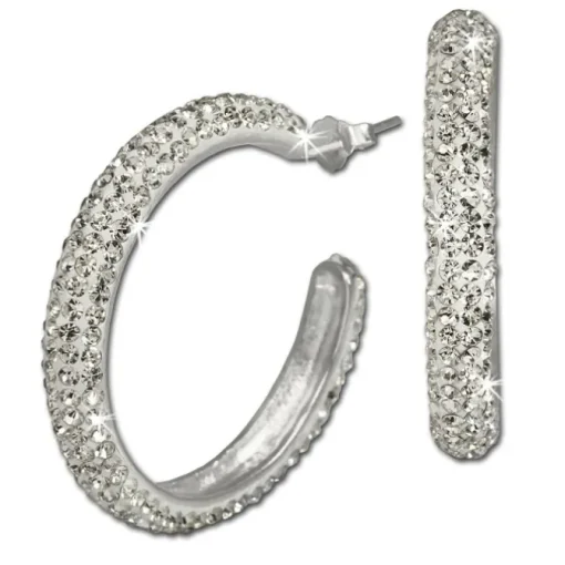 SilberDream Glitzer Creole Glamour weiß Zirkonias GSO212W