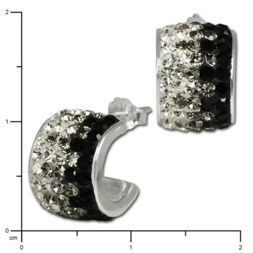SilberDream Glitzer Creole Beauty Preciosa Kristalle schwarz GSO007