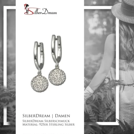 SilberDream Glitzer Creole Silber Zirkonias weiß GSO204