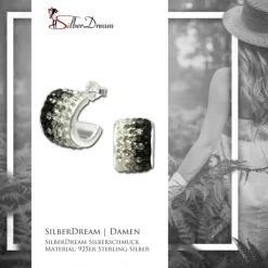 SilberDream Glitzer Creole Beauty Preciosa Kristalle schwarz GSO007