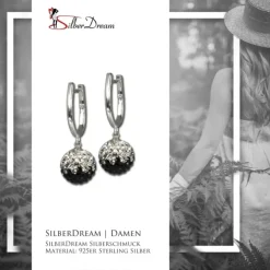 SilberDream Glitzer Creole 925 Zirkonias schwarz GSO004